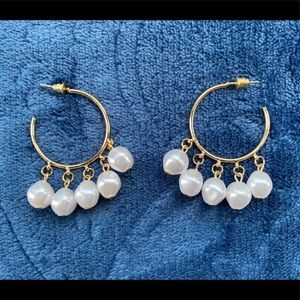 Gold hoops with pearls